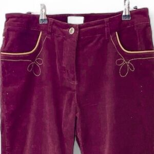 Rare Western style detailed burgundy corduroy jeans